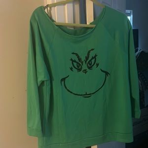 Grinch off the shoulder 3/4 sleeves shirt